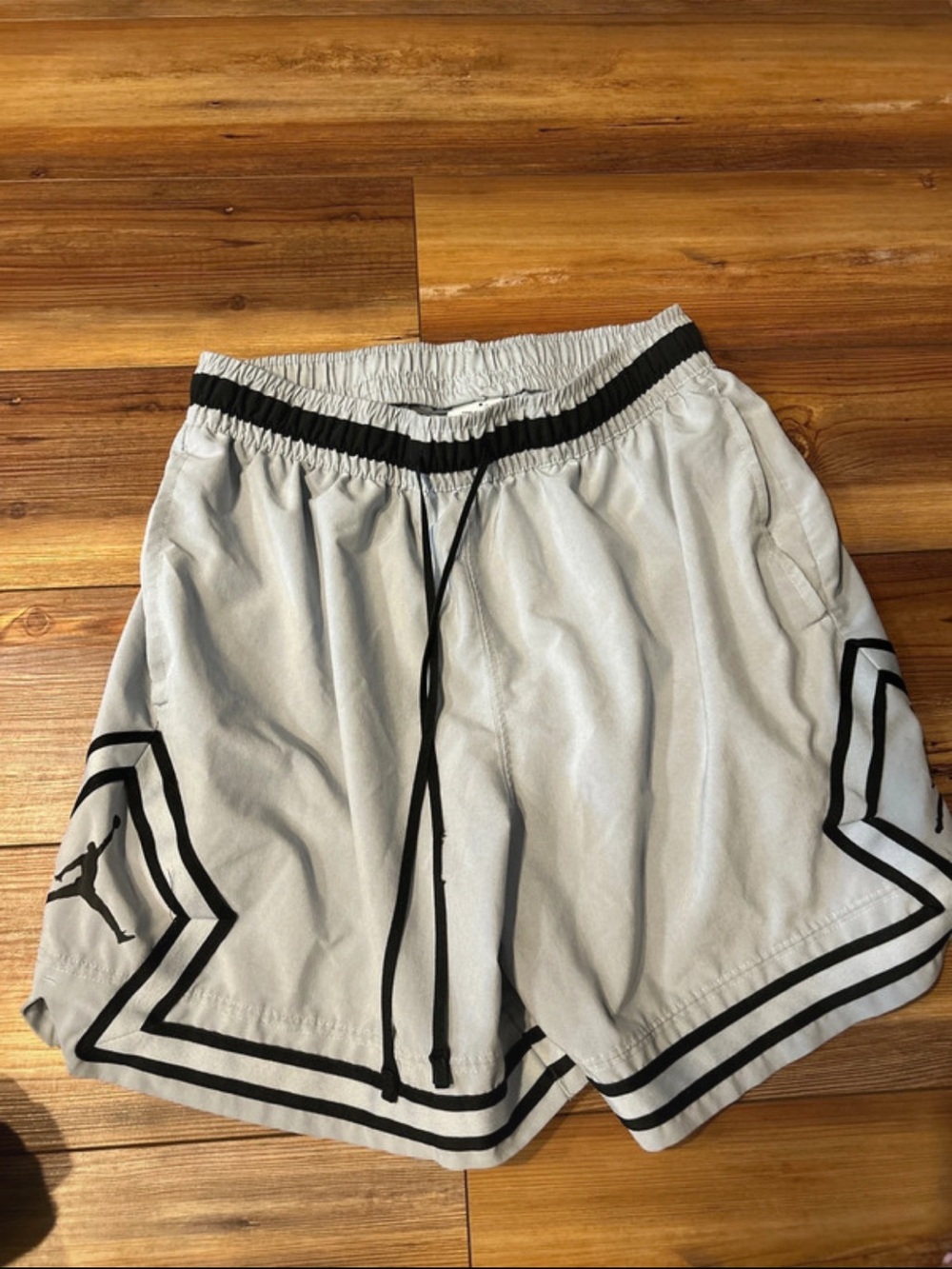 Nike Men's Light Gray Athletic Shorts with Black Accents